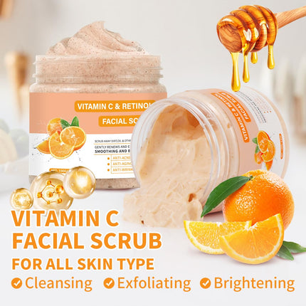 Facial Exfoliating Scrub with Retinol Deep Clean Face Wash Men Women Skincare
