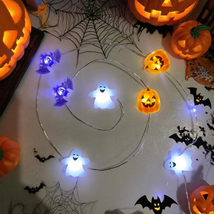 16.7FT 50LED 3D Halloween Lights, Pumpkin Bat Ghost, Timer, Waterproof Decor