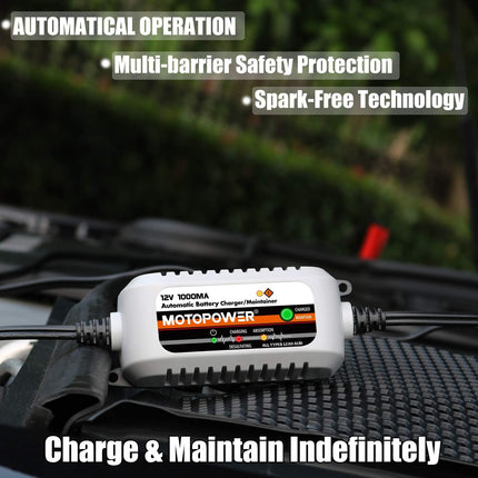 MP00205B 12V 1000mA Battery Charger – Automatic, Trickle, Maintainer, Desulfator