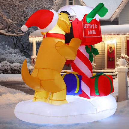 Christmas Yard Inflatable 5FT Dog and Newspaper Box Outdoor Decoration