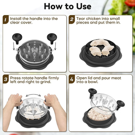 10" Pro Chicken Shredder Tool, BPA-Free Meat Grinder with Anti-Slip Base