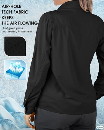 Women's UPF 50+ UV Sun Protection Shirt Quick Dry Long Sleeve for Hiking Fishing Travel