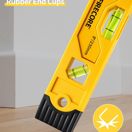 Firecore 9 Inch Magnetic Torpedo Level – Shockproof, 3 Bubble Spirit Level for Home Projects
