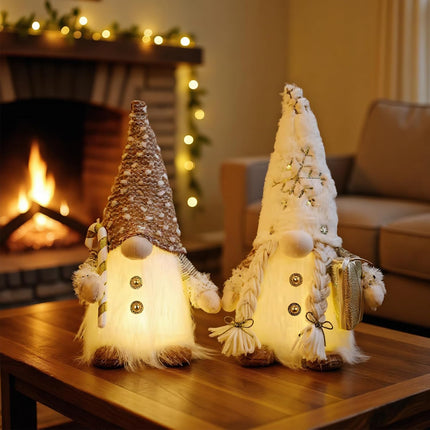 2PCS Handmade Elf & Santa Plush Figurines – Christmas Home Decorations
