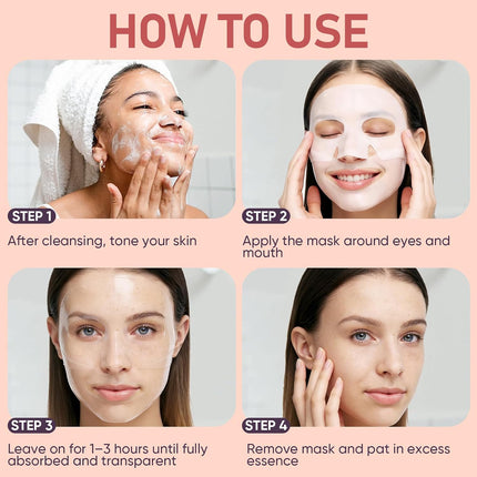 Bio-Collagen Hydrogel Face Masks 8ct, Hydrating Soothing Overnight Korean Skincare