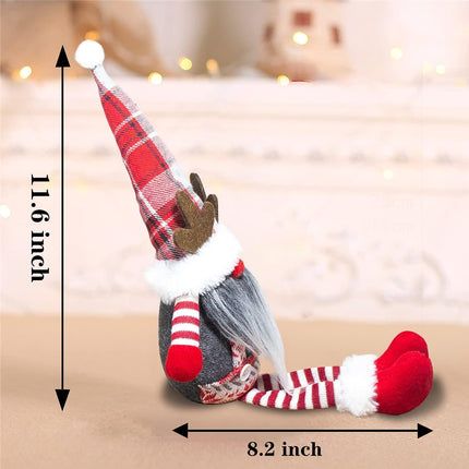 2pcs Swedish Tomte Christmas Gnomes with Dangling Legs - Handmade Holiday Decorations