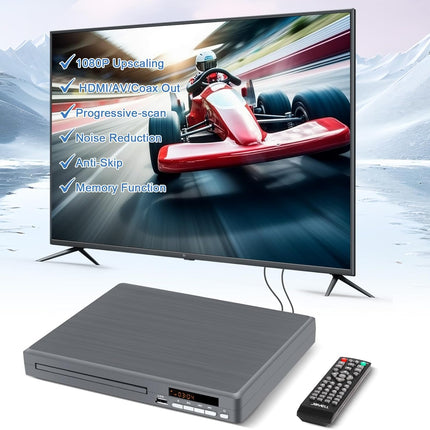 Region-Free DVD Player DVD-198 with HDMI, USB & 1080P Upscaling, Grey