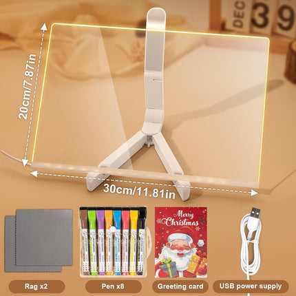 LED Drawing Board 12"x8" with Stand – 8 Colorful Lights for Enhanced Creativity