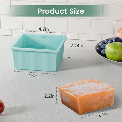 4-Pack Silicone Freezer Trays for Soup – 2-Cup Portions with Lids