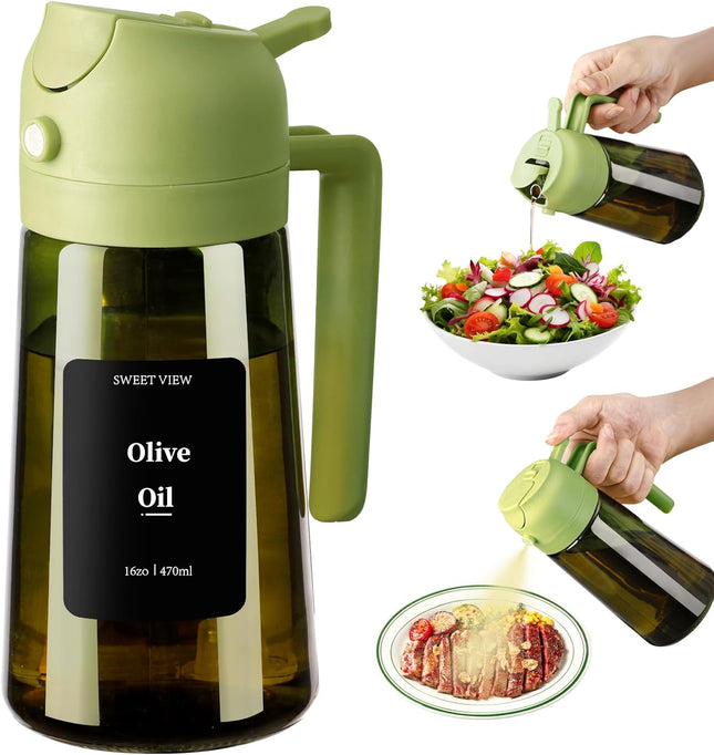Olive Oil Dispenser 16oz – Glass Oil Sprayer for Cooking, Salad & BBQ