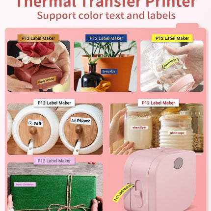 Bluetooth Label Maker Machine – P12 Ribbon Printer for DIY, Office & Home Use