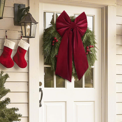Christmas Velvet Bows – 36x18" Burgundy Ribbon Tree Topper & Holiday Decor