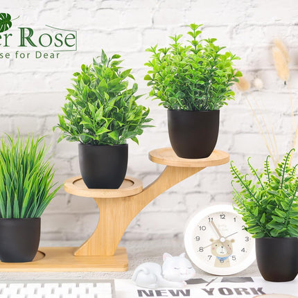 4-Pack Artificial Plants – Small Faux Plants for Home & Office Decor
