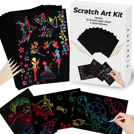 Rainbow Magic Scratch Art Set – Black Scratch Sheets for Kids & Adults