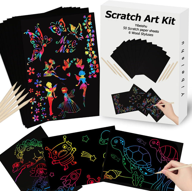 Rainbow Magic Scratch Art Set – Black Scratch Sheets for Kids & Adults
