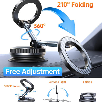 Magnetic Car Phone Holder, Vacuum Suction MagSafe Mount for iPhone 17/16