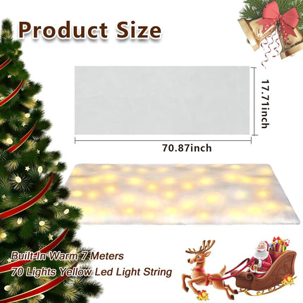 Christmas LED Snow Blanket, 70x17.7” Light-Up Roll for Winter Holiday Displays