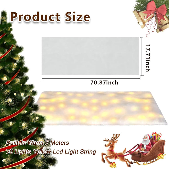 Christmas LED Snow Blanket, 70x17.7” Light-Up Roll for Winter Holiday Displays