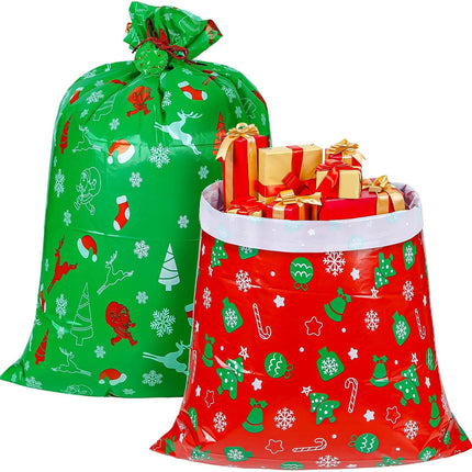 2PCS Large Christmas Santa Gift Sacks 48x36 Inch Jumbo Holiday Gift Bags