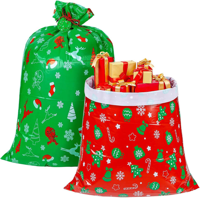 2PCS Large Christmas Santa Gift Sacks 48x36 Inch Jumbo Holiday Gift Bags