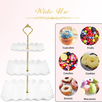 3 Tier Dessert Cupcake Stand White Plastic Serving Tray Tea Party Wedding