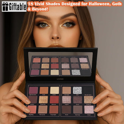 18 Color Matte Eyeshadow Palette, Pigmented Shimmer Glitter, Long Lasting Makeup
