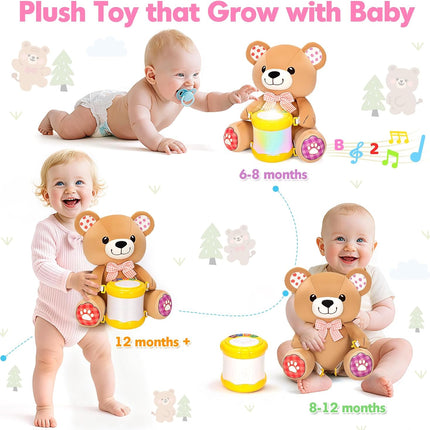 Stuffed Musical Bear – Early Learning Light-Up Drum for 6-24 Months