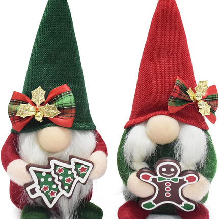 Christmas Gnomes Plush – Handmade Red Swedish Tomte with Gingerbread Decoration