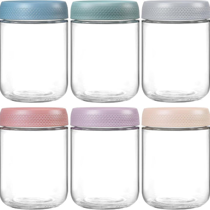 6 Glass Jars with Lids – 16oz, Airtight, Perfect for Oats, Yogurt & Snacks