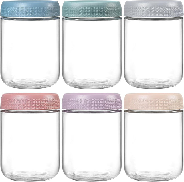 6 Glass Jars with Lids – 16oz, Airtight, Perfect for Oats, Yogurt & Snacks
