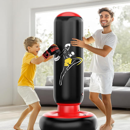 66" Inflatable Kids Punching Bag Set with Gloves for Boys Girls Ages 6-12
