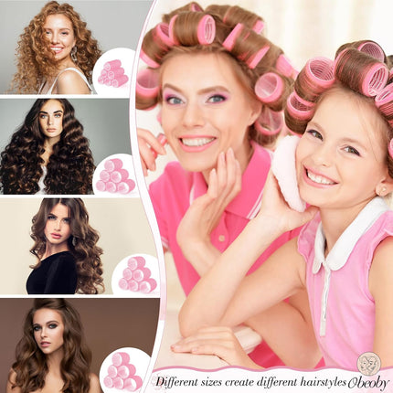 50PCS Self Grip Hair Rollers Set 4 Sizes with Clips for Hair Styling