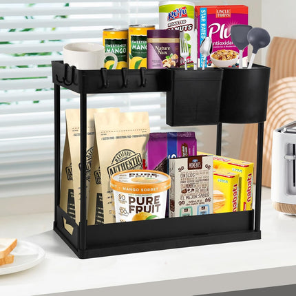 2-Pack Under Sink Organizer – 2-Tier Sliding Rack for Bathroom & Kitchen