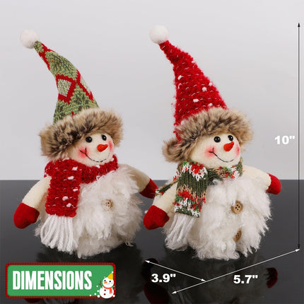 2 Pack Snowman Table Decorations – Lighted 10" Plush Figurines, Battery Operated