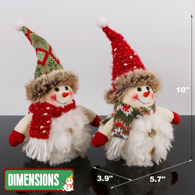 2 Pack Snowman Table Decorations – Lighted 10" Plush Figurines, Battery Operated