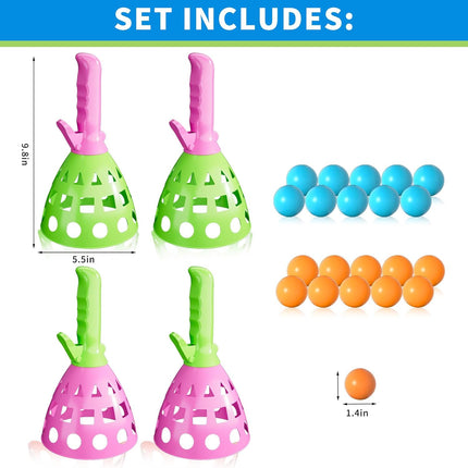 4 Pack Outdoor Catch Ball Game with 20 Balls Family Toy for Kids Ages 3+