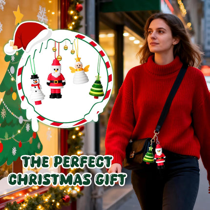 4 pcs DIY Holiday Button Ornament Kit Santa, Snowman, Angel & Christmas Tree Set