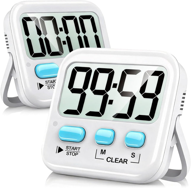 2 Digital Timers for Kids – Classroom, Kitchen, Exercise, Battery Included