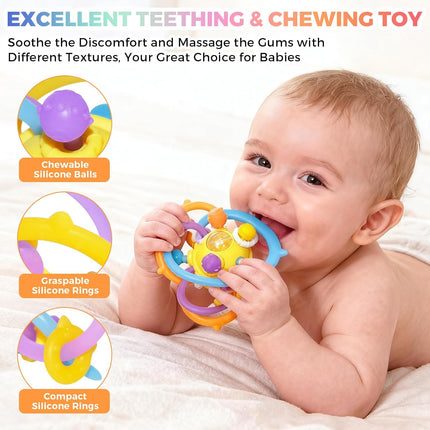 Silicone Teething Toys for Babies 0-18 Months, BPA Free Sensory Teether