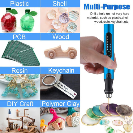 Mini Drill Pen Kit – 3-Speed Cordless Hand Drill for Resin, Wood & DIY