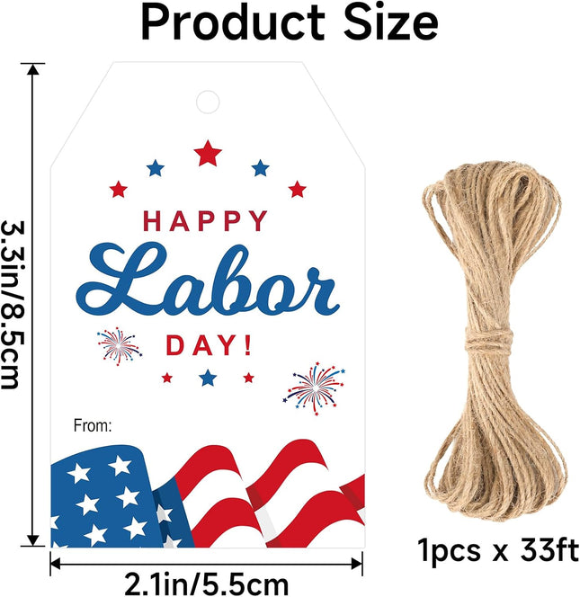 50 Pcs Labor Day Paper Gift Tags with String Employee Appreciation Tags