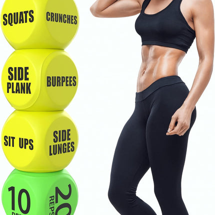 4-Piece Exercise Dice Set, 2.75in Foam Fitness Dice for Adults & Teens, Yellow