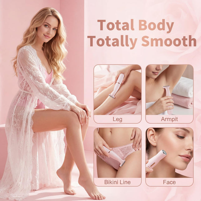 Women Bikini Trimmer IPX7 Waterproof Electric Razor Rechargeable Hair Remover