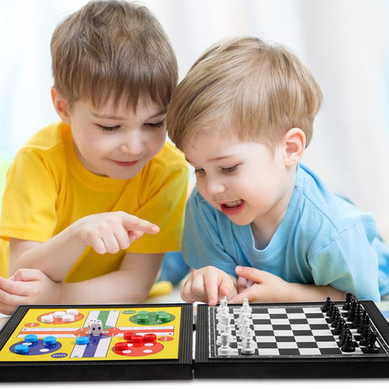 5 in 1 Magnetic Checkers Board Game Travel Chess Set for Adults Teens