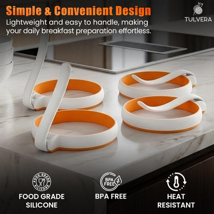 4-Pack Silicone Egg Rings, Round Egg Molds for Griddle, Skillet & Pancakes
