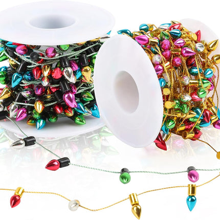 Mini Dollhouse Christmas Lights – 2 Rolls Fake String Lights for Fairy Crafts