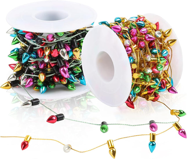 Mini Dollhouse Christmas Lights – 2 Rolls Fake String Lights for Fairy Crafts
