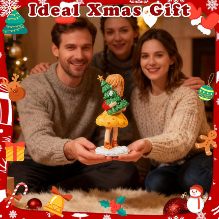Mini Christmas Tree Figurines – Resin Holiday Centerpiece Decor