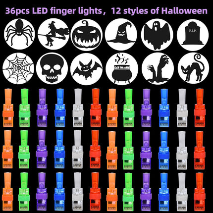 36-Piece Halloween LED Finger Lights, Light-Up Toys, Party Favors & Goody Bag Fillers