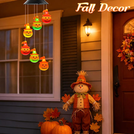Solar Pumpkin Outdoor Lights, Halloween Fall Garden Yard Patio Porch Hanging Decor